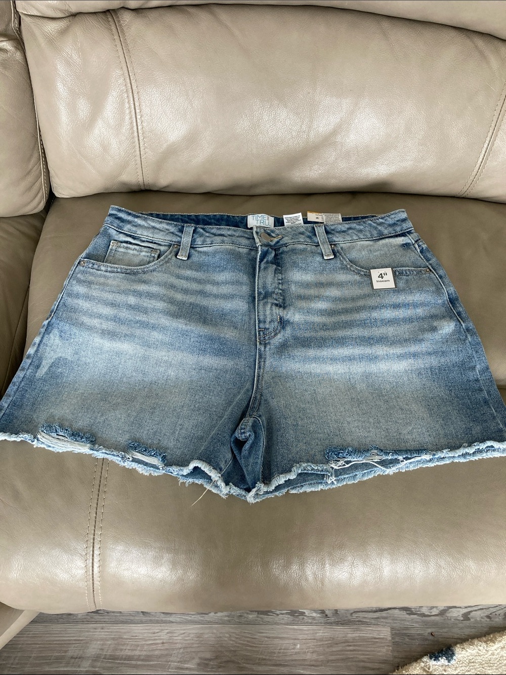 Time and Tru Light Blue Distressed Cutoff Denim Shorts